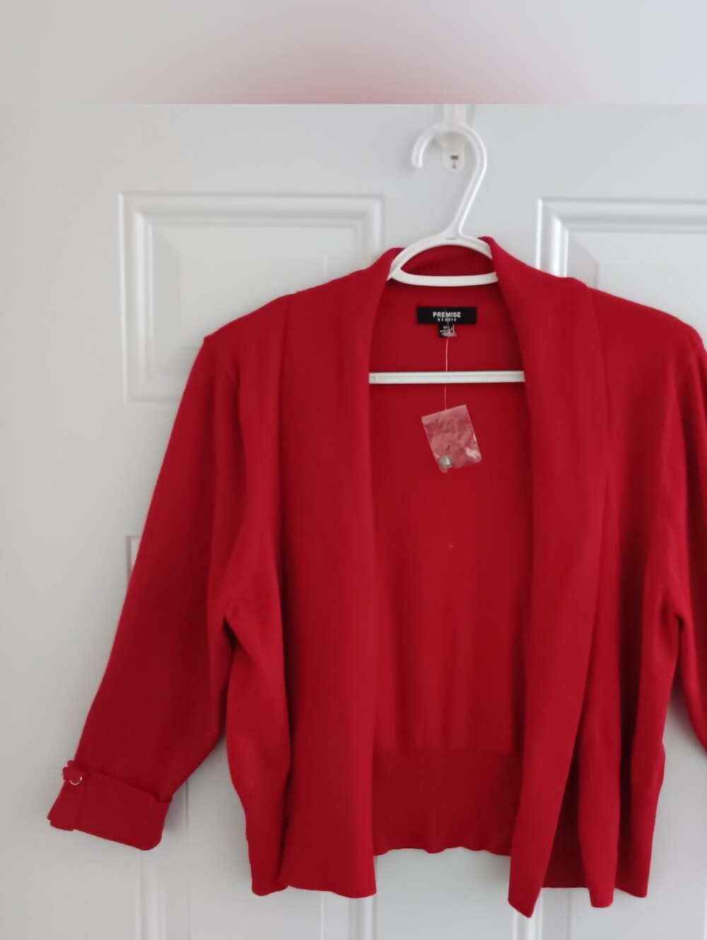 Premise Studio| Red XL Open Front Cardigan Holiday Rock-a-billy Office Academia